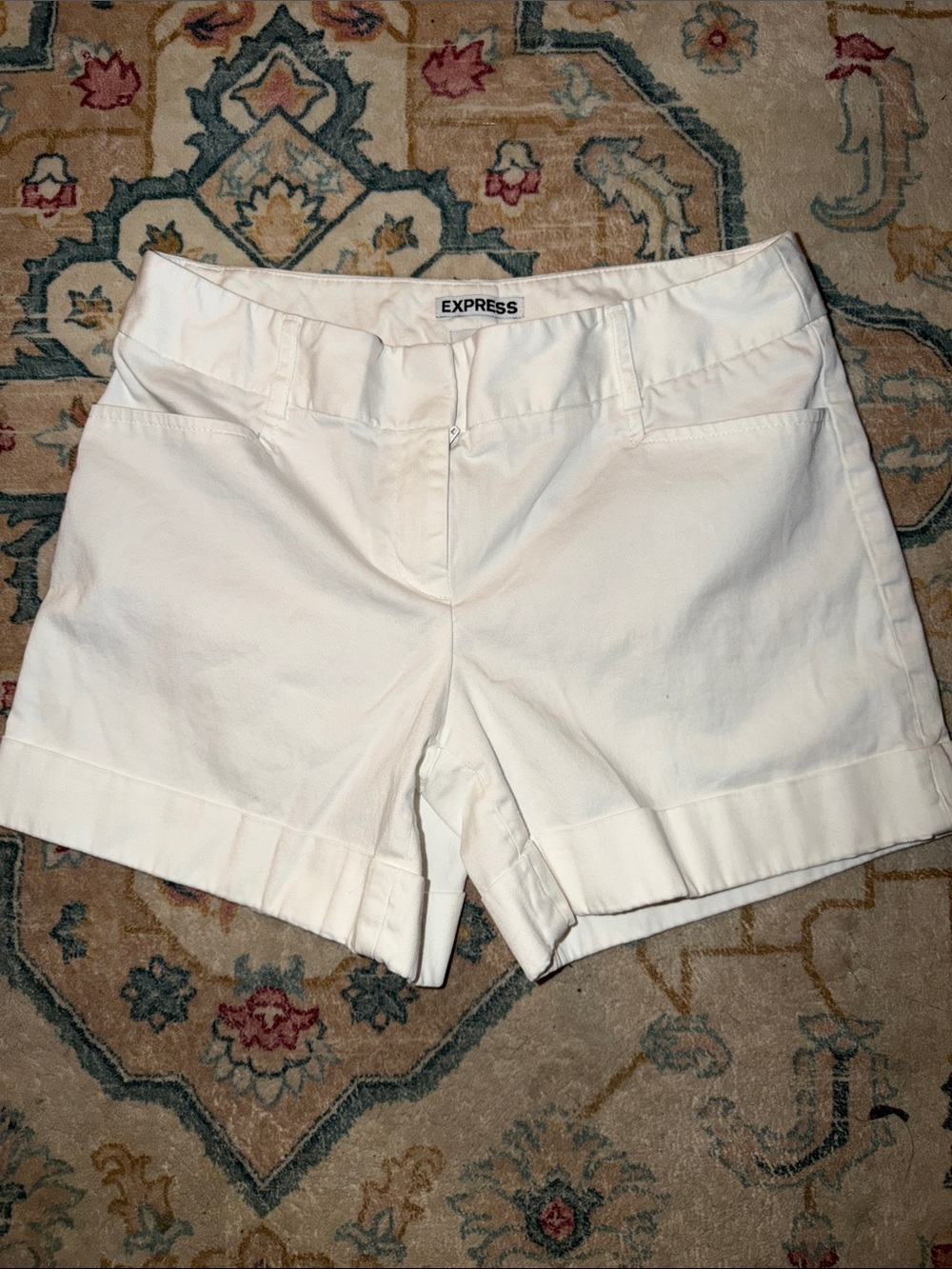 Express White Editor Shorts